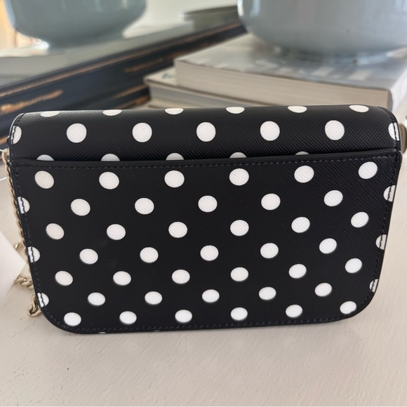 KATE SPADE Cheers Crossbody Bag - Black and White Polka Dot Leather Purse - Picture 3 of 15